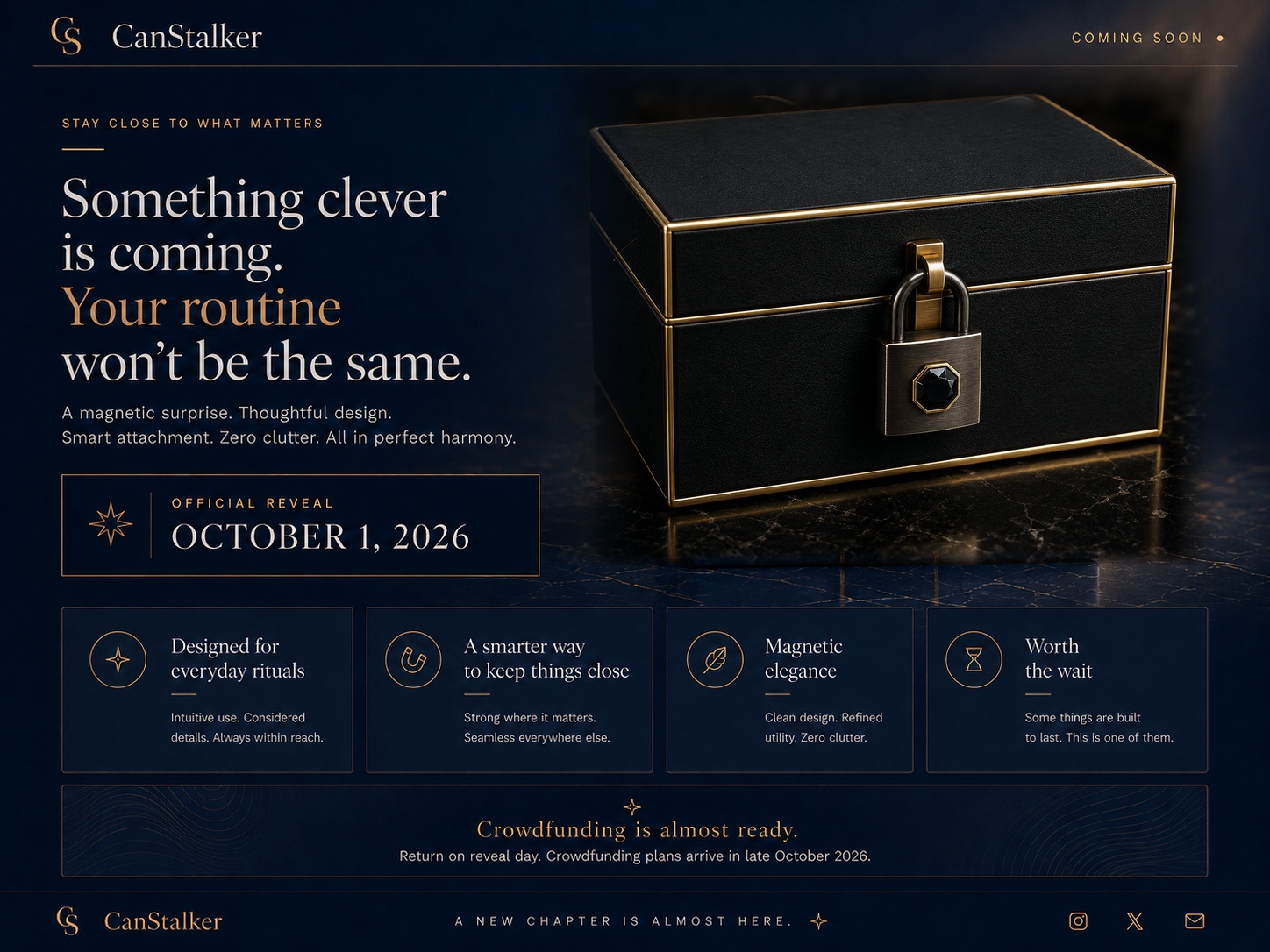 CanStalker coming soon — official reveal October 1, 2026; crowdfunding plans in late October 2026.